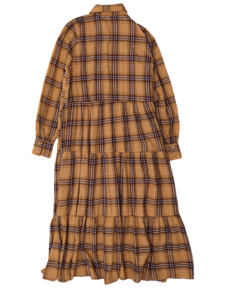Γυναικείο μακρυμάνικο μάξι φόρεμα Coast UK 10 Small Beige Check Polyester