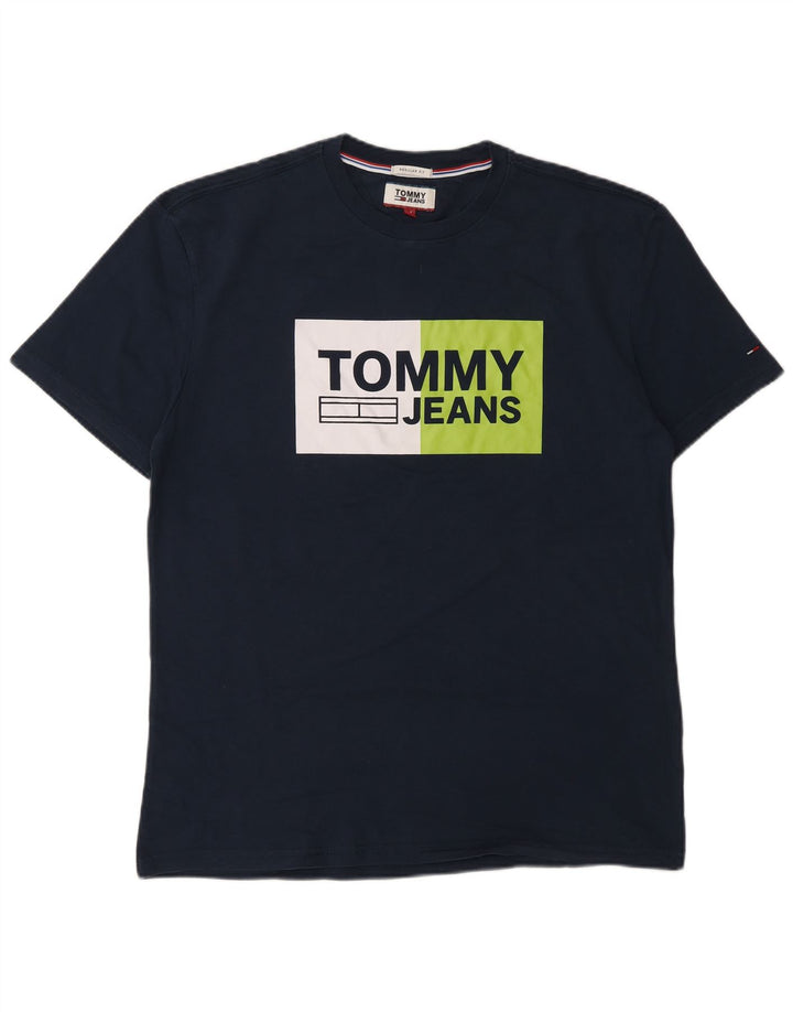 TOMMY HILFIGER Ανδρικό γραφικό μπλουζάκι με κανονική εφαρμογή Τοπ μεσαίο μπλε ναυτικό