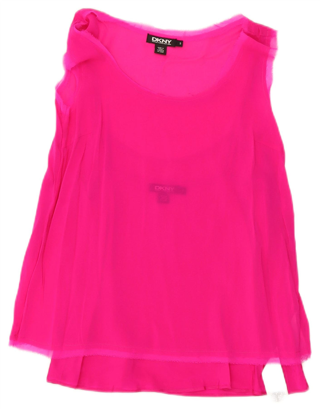 Dkny Γυναικεία Αμάνικη Μπλούζα Τοπ UK 10 Small Pink Silk