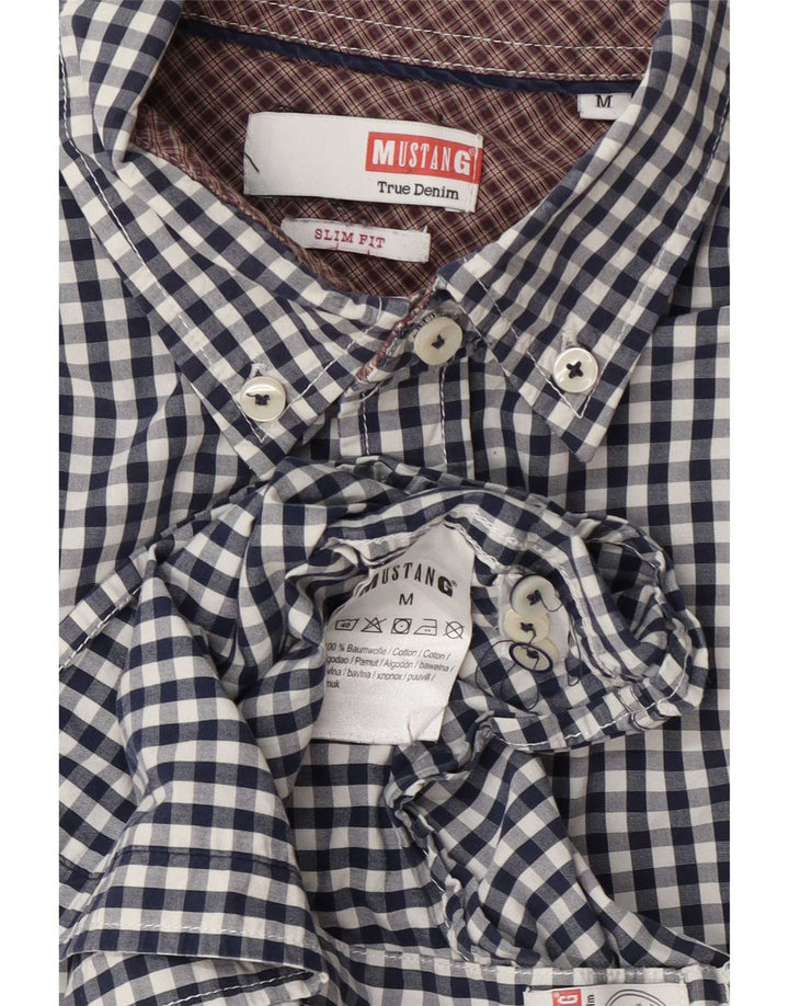 Ανδρικό πουκάμισο Mustang Slim Fit Medium Navy Blue Gingham Cotton
