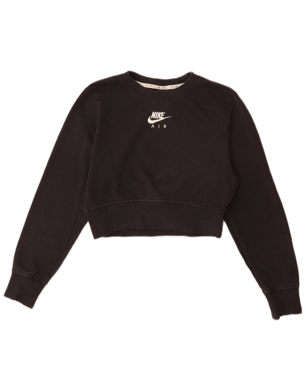 Γυναικεία φούτερ Nike Crop Graphic Jumper UK 10 Small Black Cotton