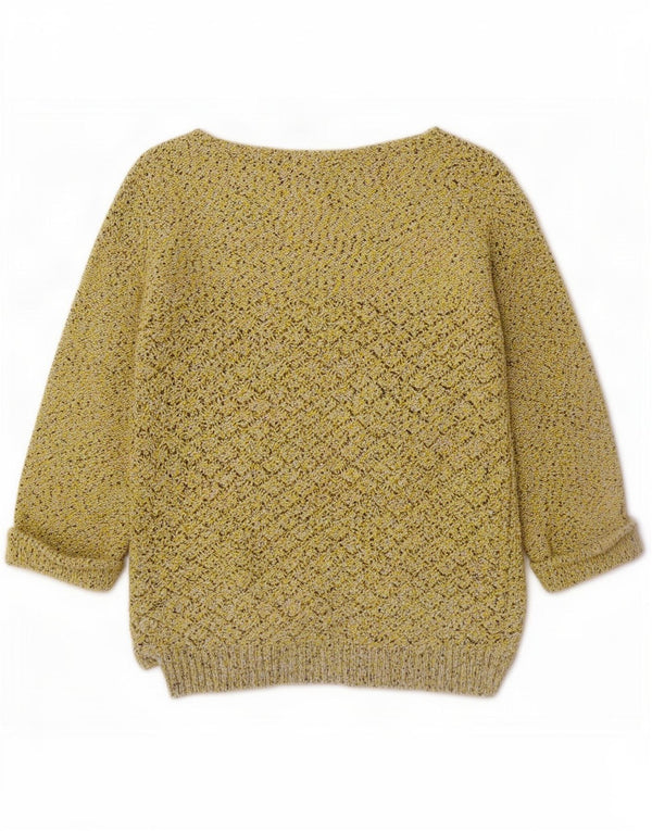 Fat Face Γυναικείο 3/4 μανίκι Boat Neck Jumper πουλόβερ UK 12 Medium Yellow