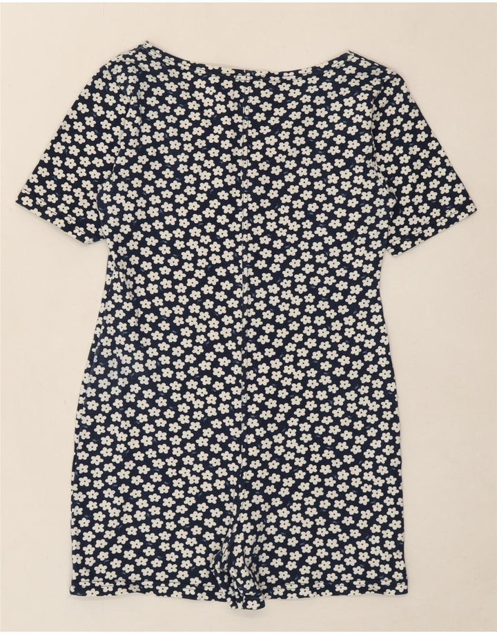 VINTAGE Womens Tunic Top Small Navy Blue Floral Vintage Vintage and Second-Hand Vintage from Messina Hembry 