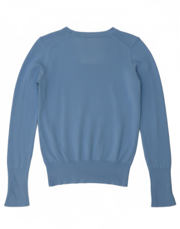 Zara Γυναικείο πουλόβερ με λαιμόκοψη UK 10 Small Blue Viscose