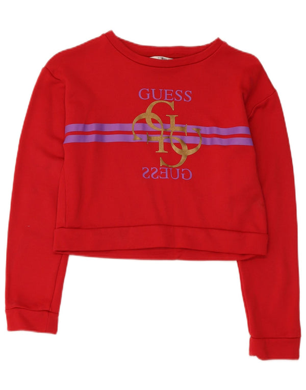 Guess Girls Crop Graphic Φούτερ Jumper 11-12 ετών Κόκκινο Πολυαμίδιο