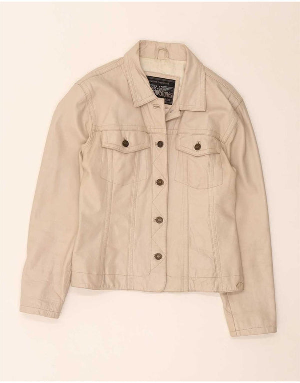 Vintage Γυναικείο Δερμάτινο Μπουφάν UK 14 Medium Beige
