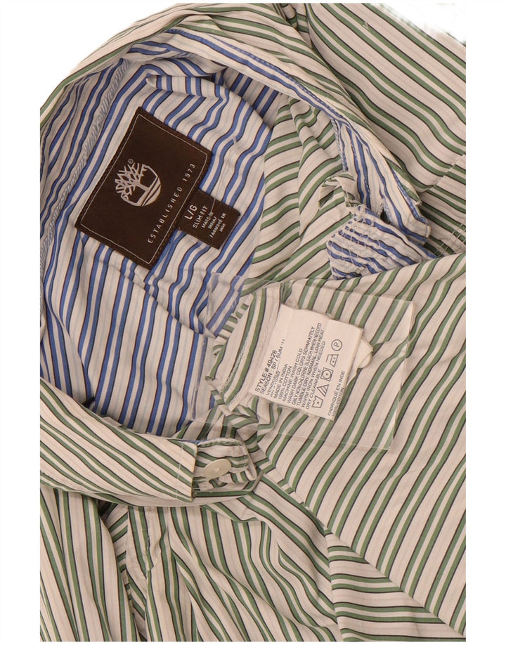 Ανδρικό πουκάμισο Timberland Slim Fit μεγάλο πράσινο ριγέ βαμβακερό