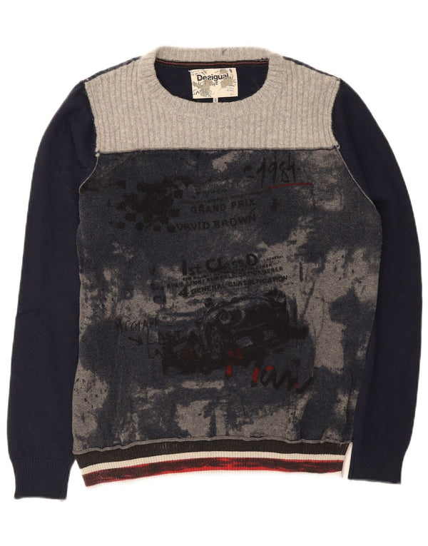 Ανδρικό πουλόβερ Desigual Graphic Crew Neck Jumper Small Navy Blue Colourblock