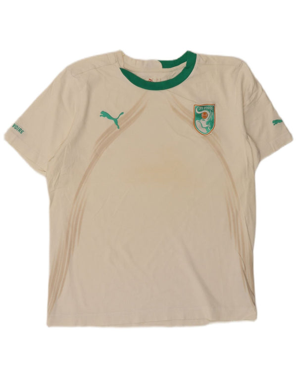 Γραφικό T-Shirt Puma Ανδρική Ακτή Ελεφαντοστού FIF Μπλουζάκι από μεσαίο σε λευκό βαμβακερό