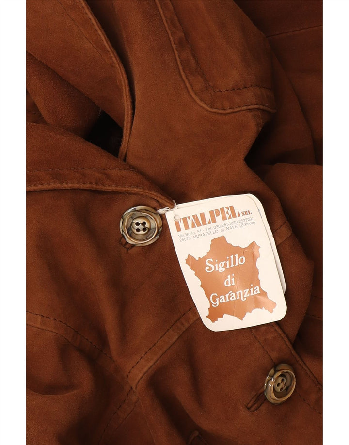 Vintage γυναικείο σουέτ σακάκι 2 κουμπιών UK 12 μεσαίου καφέ δέρμα