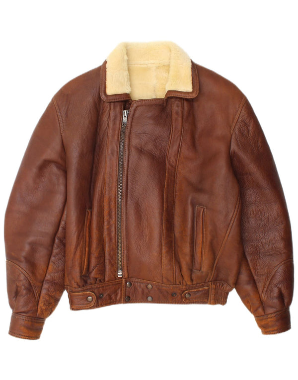 Vintage Ανδρικό Shearling Jacket IT 48 Medium Brown