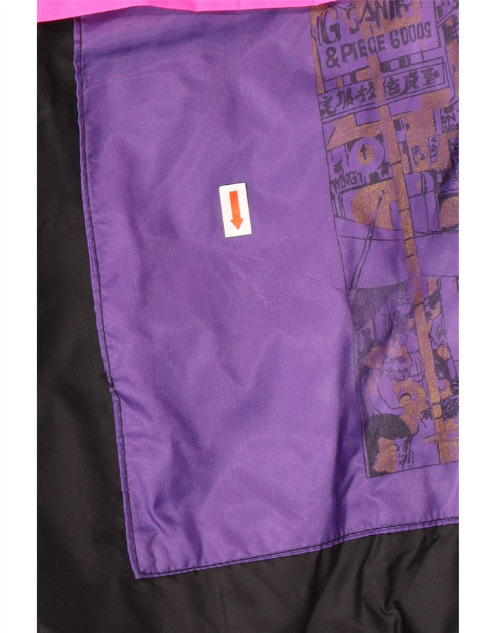 VINTAGE Ανδρικό μπουφάν Anorak με κουκούλα UK 38 Medium Black Colorblock Πολυαμίδιο