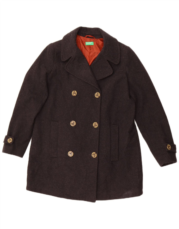 Benetton Γυναικείο παλτό μπιζελιού UK 10 Small Grey Wool