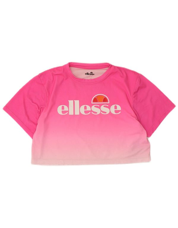 Γυναικείο γραφικό μπλουζάκι Ellesse Crop Top UK 14 Medium Pink Colourblock