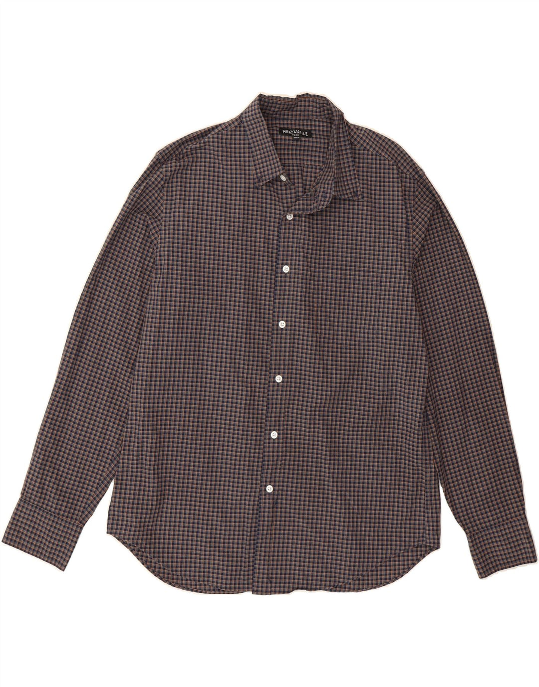 J. CREW Mens Mercantile Flex Shirt Large Navy Blue Check Cotton Vintage J. Crew and Second-Hand J. Crew from Messina Hembry 