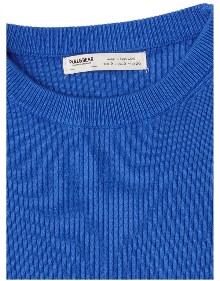 Pull & Bear Γυναικείο Crop Boat Neck Jumper πουλόβερ UK 8 Small Blue