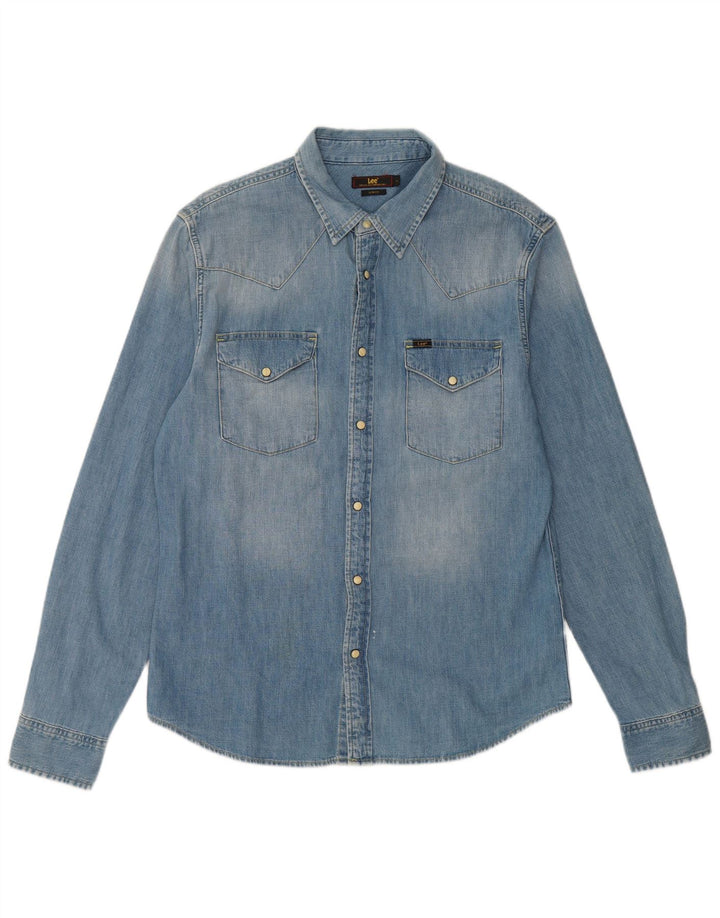 Ανδρικό τζιν πουκάμισο Lee Slim Fit μεγάλο μπλε βαμβακερό