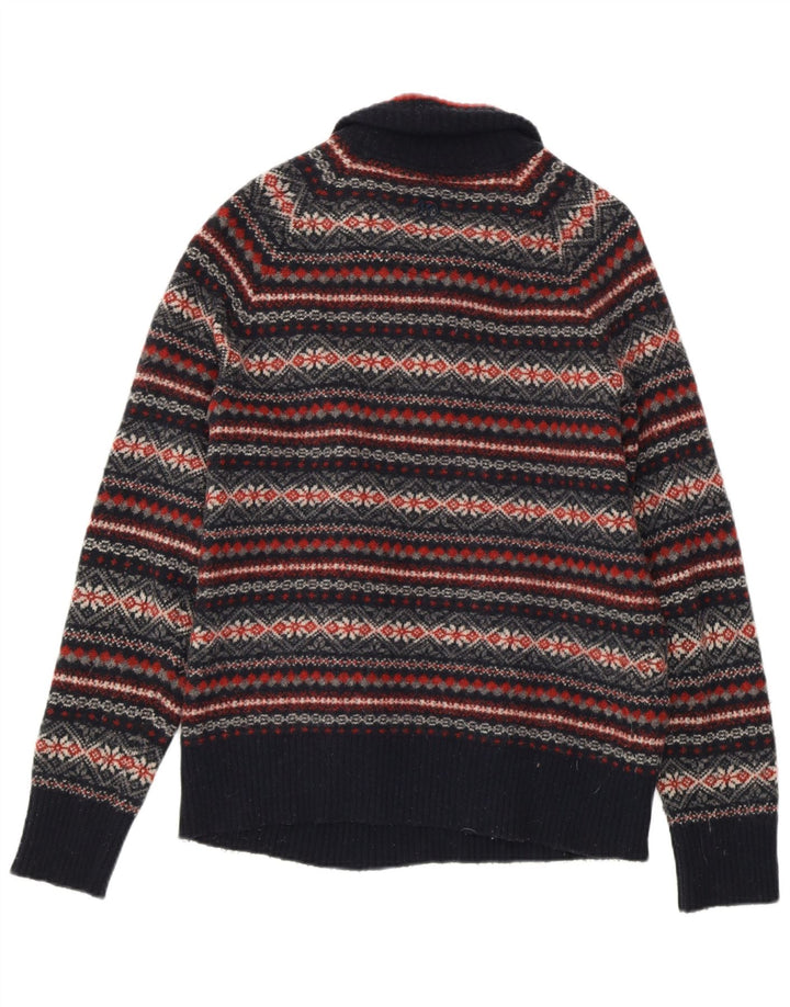 FAT FACE Γυναικείο πουλόβερ με φερμουάρ UK 14 Medium Navy Blue Fair Isle