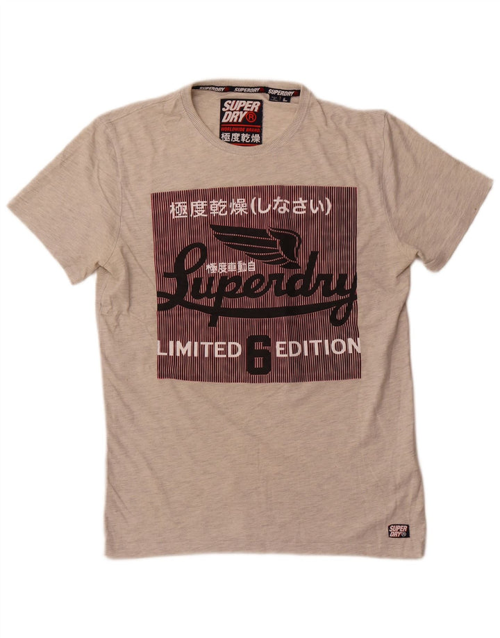 Superdry Mens Limited Edition Graphic T-Shirt Top μεγάλο γκρι βαμβακερό