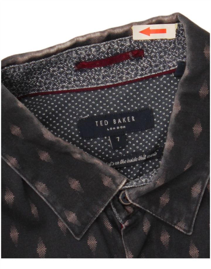 TED BAKER Ανδρικό πουκάμισο μέγεθος 7 3XL Navy Blue Geometric Cotton