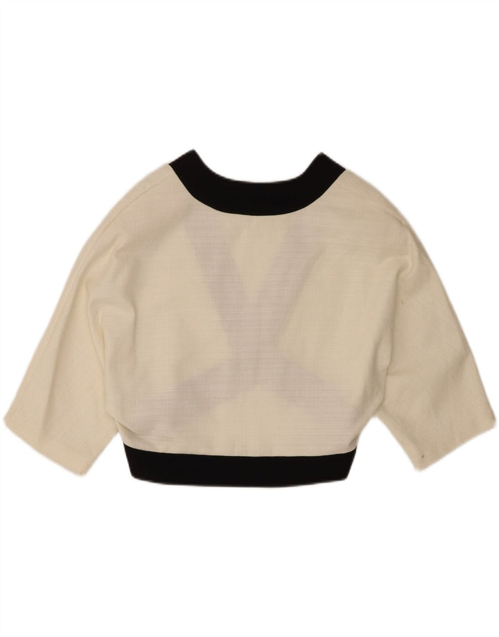 Vintage γυναικείο μπολερό μπλουζάκι EU 44 XL από λευκό βαμβακερό