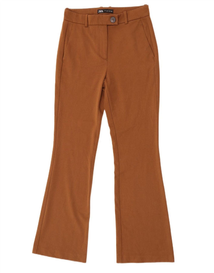 Zara Γυναικείο Παντελόνι Chino Flare Μικρό W26 L32 Καφέ Πολυεστέρας