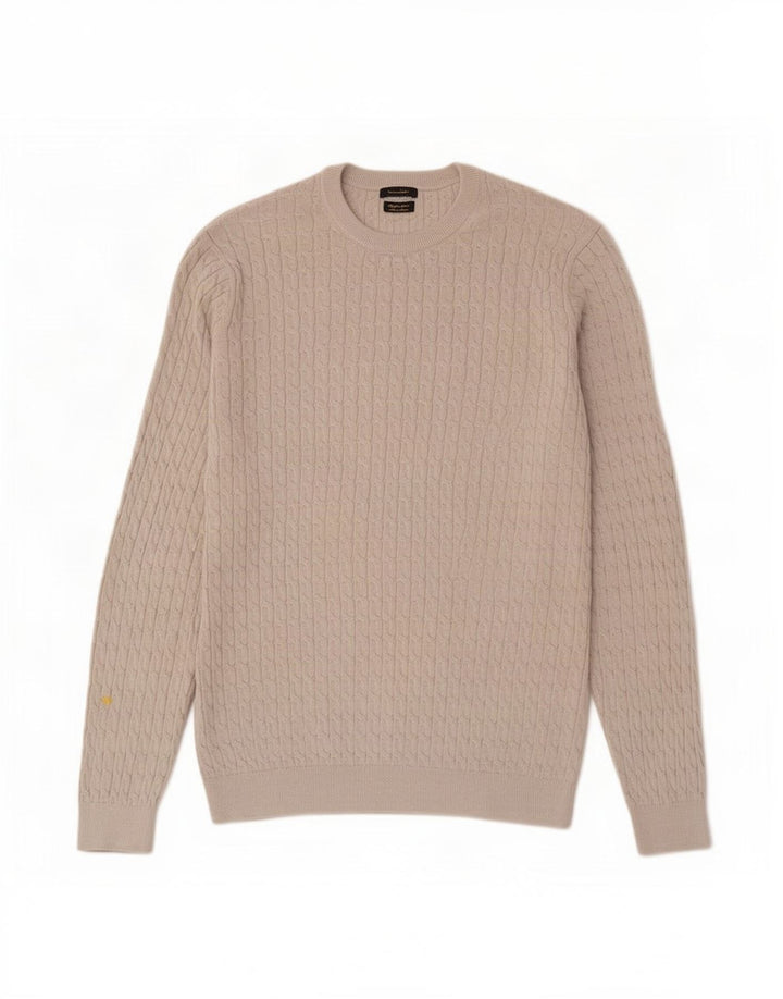 Massimo Dutti Ανδρικό πουλόβερ με λαιμόκοψη μεσαίου γκρι βαμβακερό