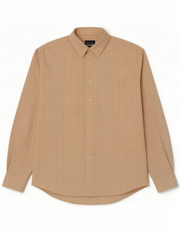 Massimo Dutti Ανδρικό Πουκάμισο Μέγεθος 42 Μεγάλο Κίτρινο Καρό Βαμβακερό