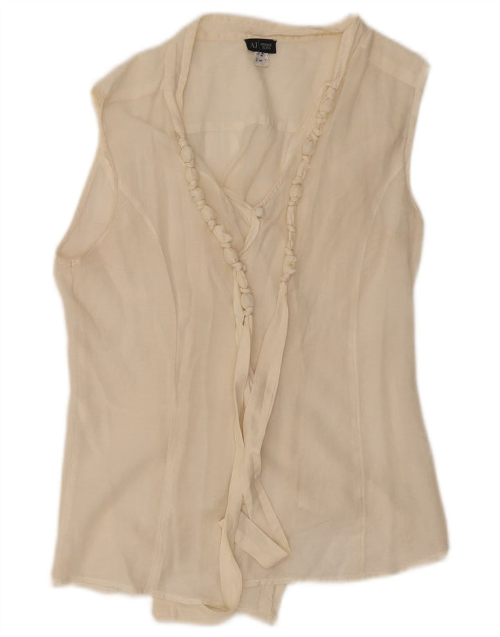 Armani Jeans Γυναικείο Αμάνικο See Through Top US 8 Medium White