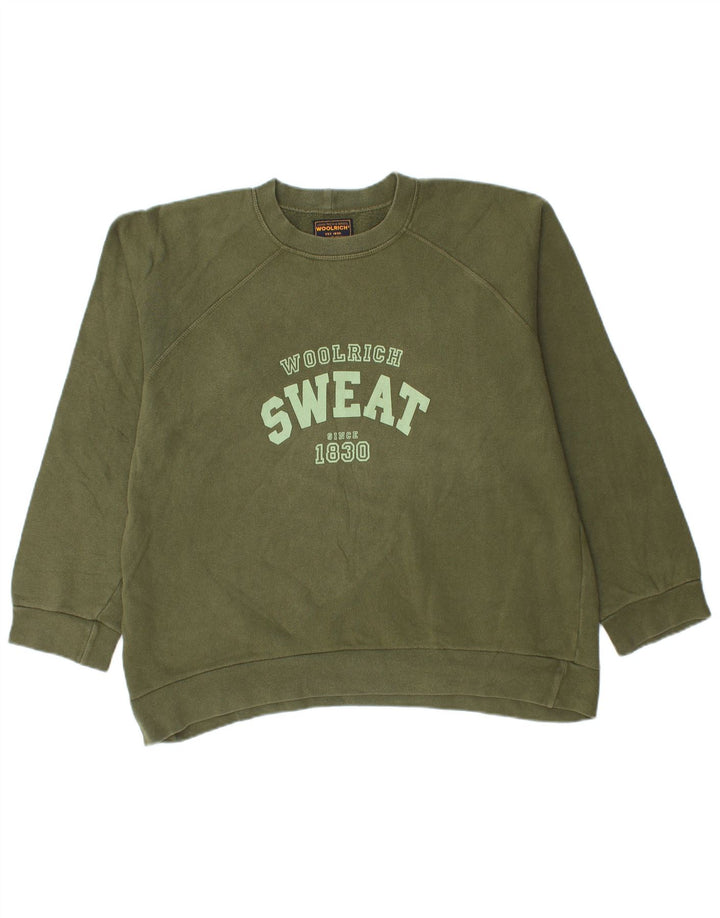 Woolrich Ανδρικό γραφικό φούτερ Jumper Μεγάλο πράσινο βαμβακερό