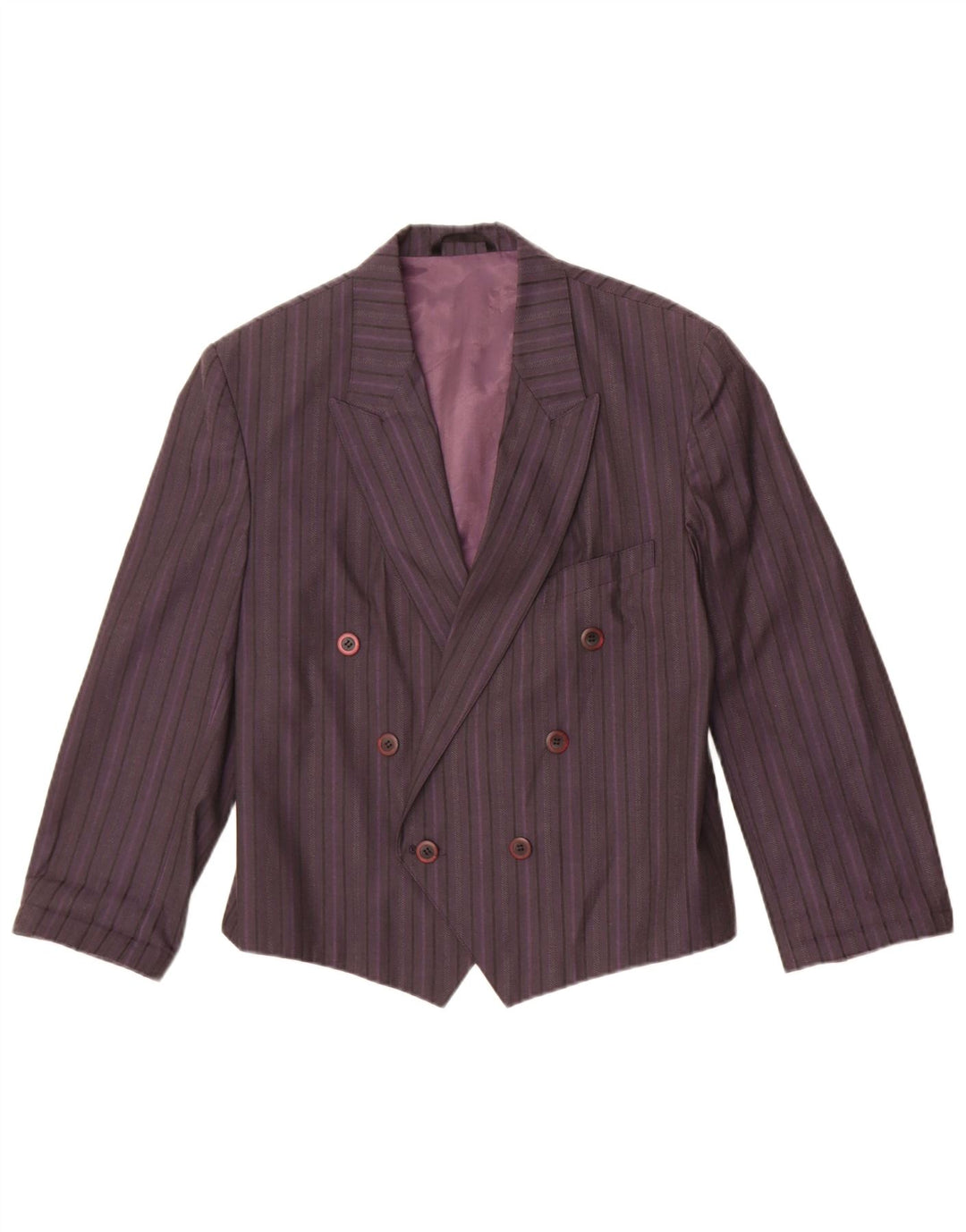 Vintage γυναικείο διπλό μπουφάν μπλέιζερ UK 14 Medium Purple ριγέ