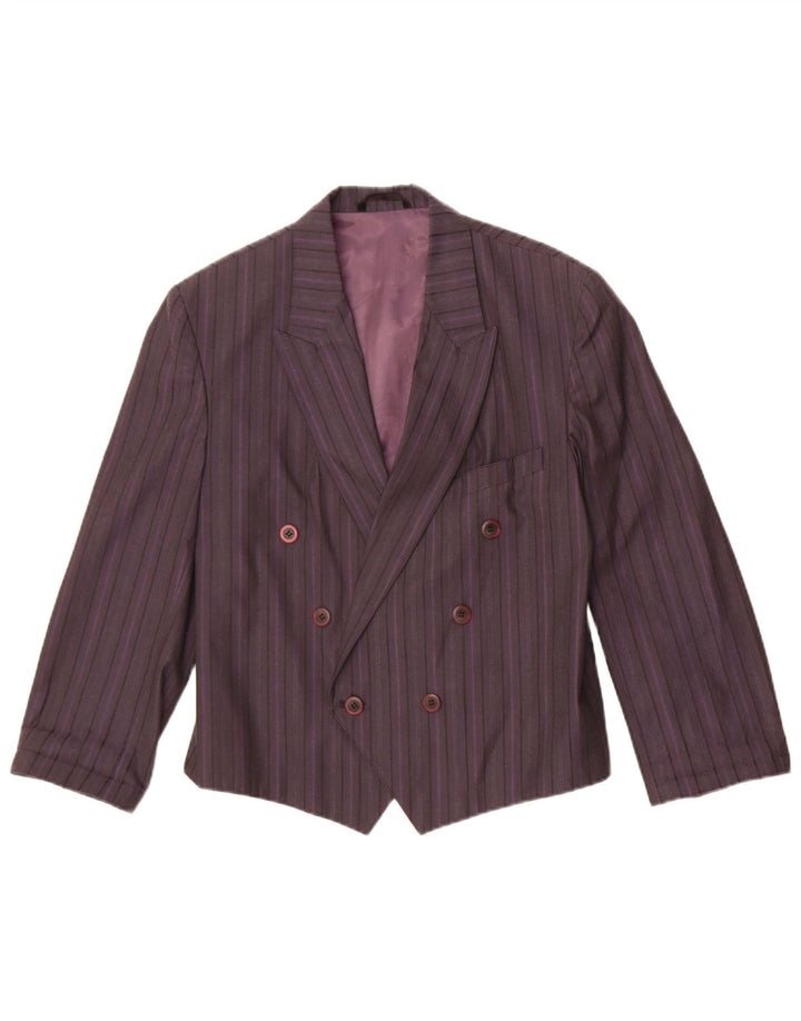 Vintage γυναικείο διπλό μπουφάν μπλέιζερ UK 14 Medium Purple ριγέ