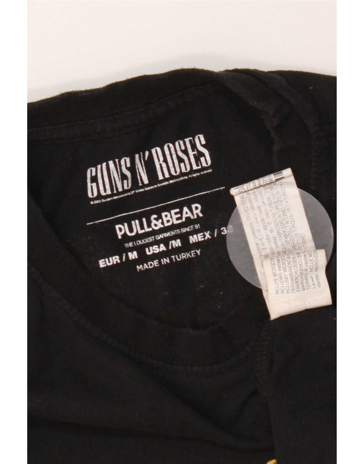 Ανδρικό γραφικό T-Shirt Pull & Bear Τοπ μεσαίο μαύρο πολυεστέρα