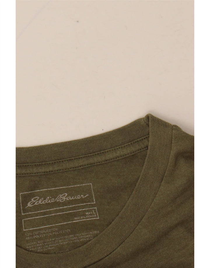 EDDIE BAUER Ανδρικό γραφικό T-Shirt Top μεγάλο χακί βαμβακερό