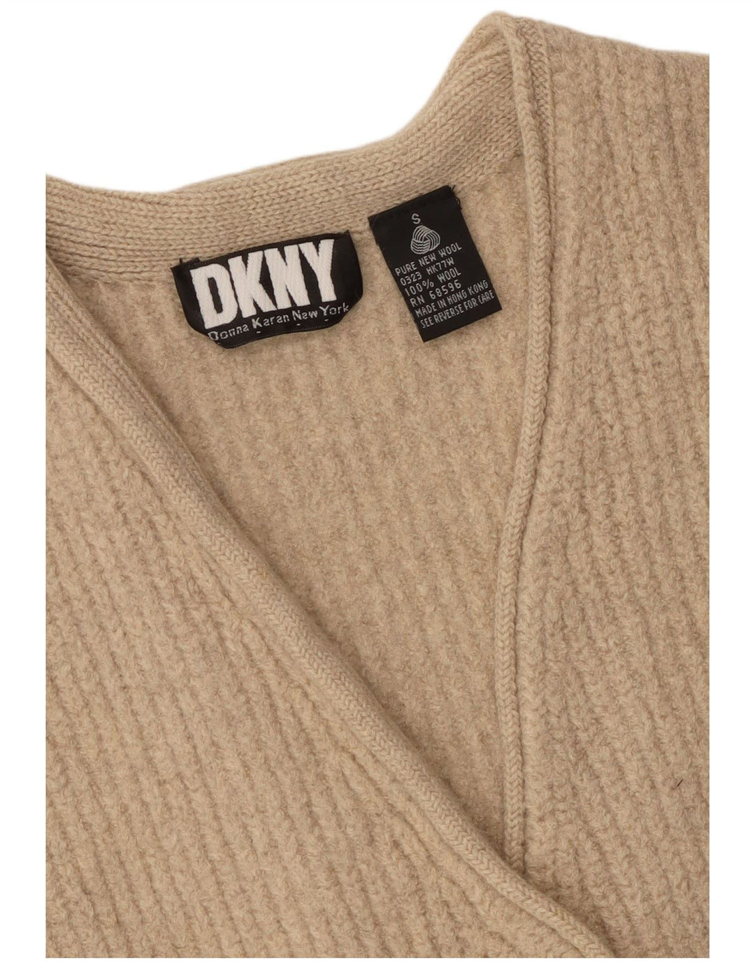 Dkny Γυναικείο πουλόβερ ζακέτα υπερμεγέθη UK 10 Small Beige Wool