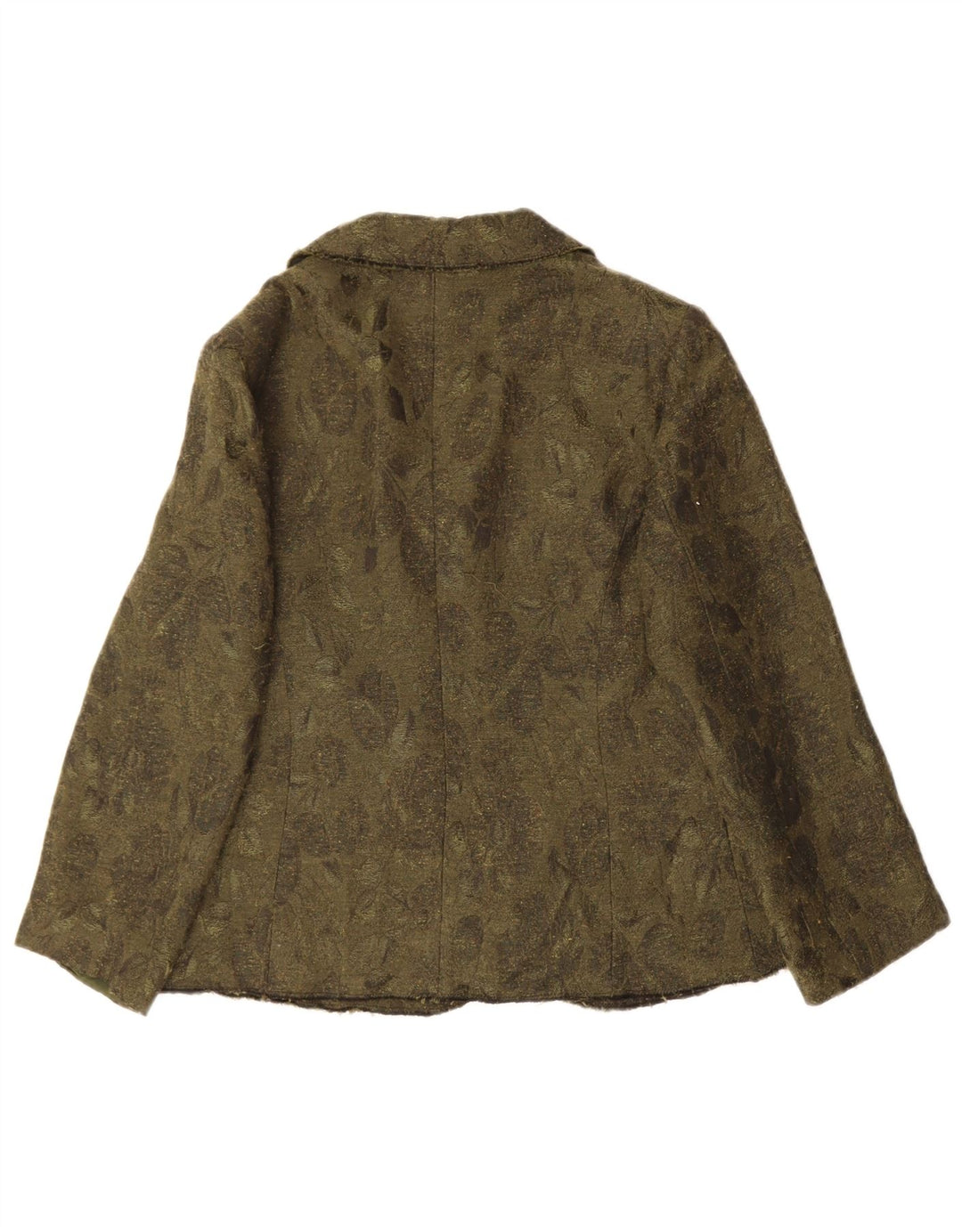 ROCCOBAROCCO Womens 3 Button Blazer Jacket US 12 Large Khaki Floral