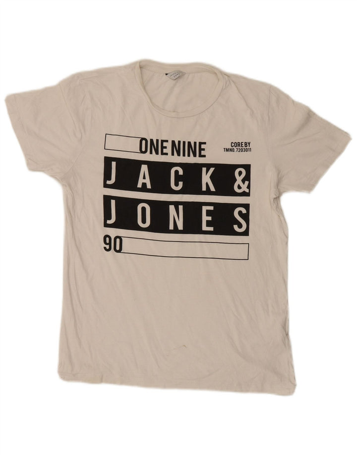 Jack & Jones Ανδρικό γραφικό μπλουζάκι Μπλουζάκι, μεσαίο λευκό βαμβακερό