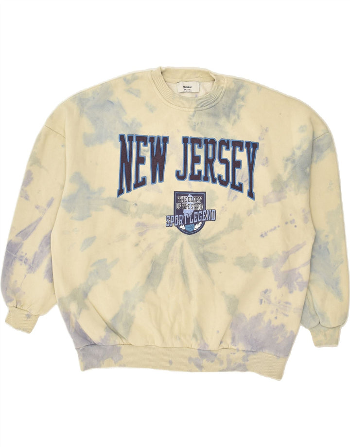 PULL & BEAR Mens Graphic Sweatshirt Jumper Medium Off White Tie Dye Cotton | Vintage Pull & Bear | Thrift | Second-Hand Pull & Bear | Used Clothing | Messina Hembry 