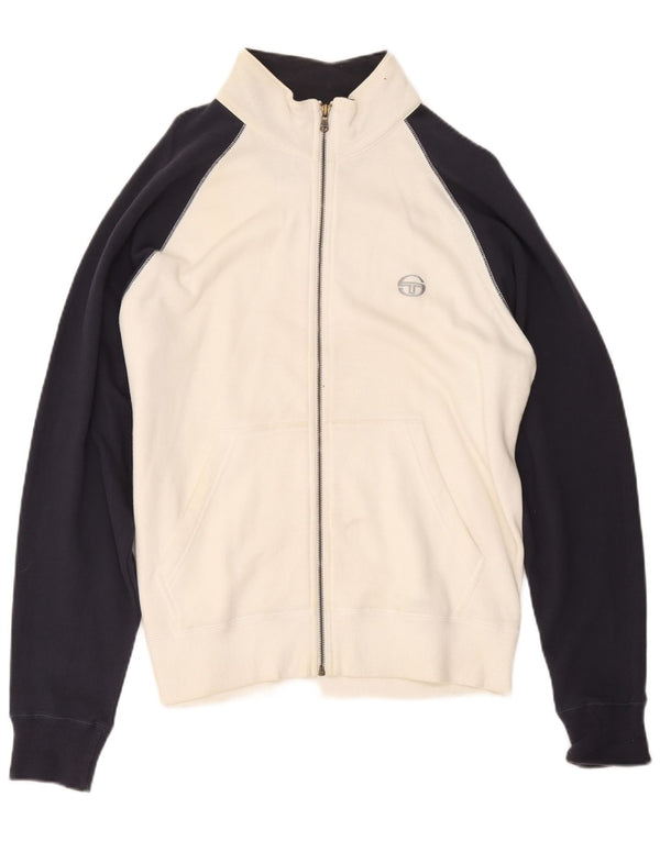 Sergio Tacchini Mens Tracksuit Top Jacket Large White Colourblock Cotton