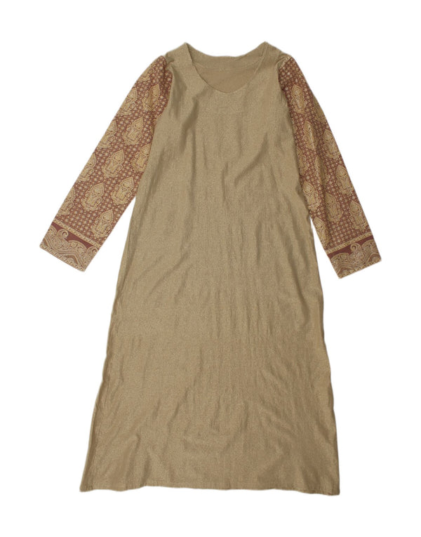 Vintage γυναικείο μάξι φόρεμα UK 14 Large Gold Paisley