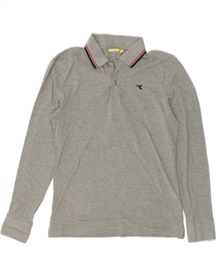 DIADORA Mens Long Sleeve Polo Shirt Medium Grey Cotton Vintage Diadora and Second-Hand Diadora from Messina Hembry 