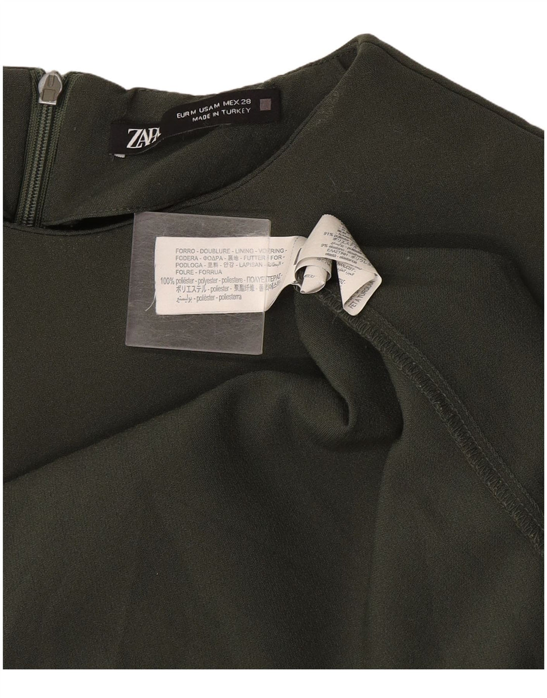 Zara Γυναικείο Αμάνικο Φόρεμα UK 12 Medium Khaki Polyester