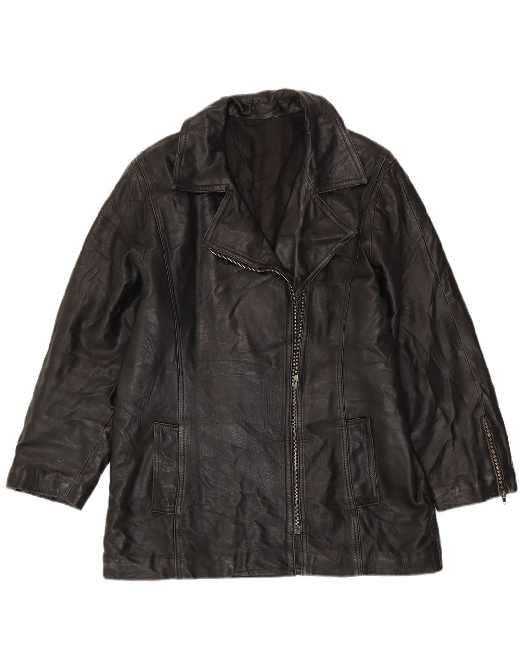 VINTAGE Γυναικείο Δερμάτινο Μπουφάν UK 10 Small Black