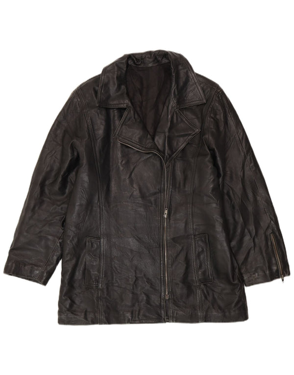 VINTAGE Γυναικείο Δερμάτινο Μπουφάν UK 10 Small Black