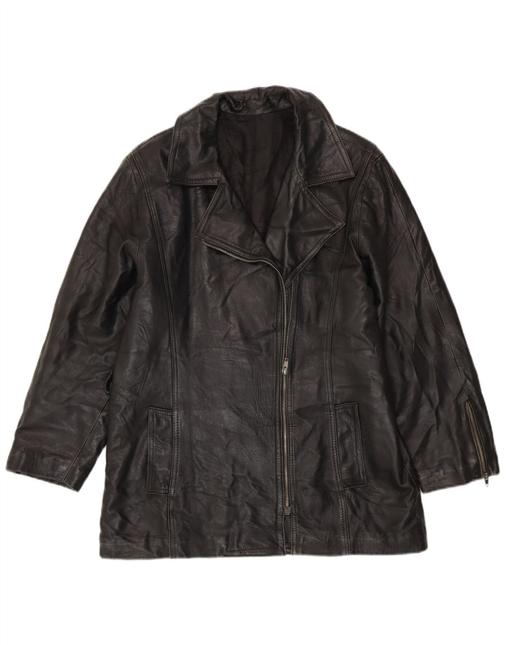 VINTAGE Γυναικείο Δερμάτινο Μπουφάν UK 10 Small Black