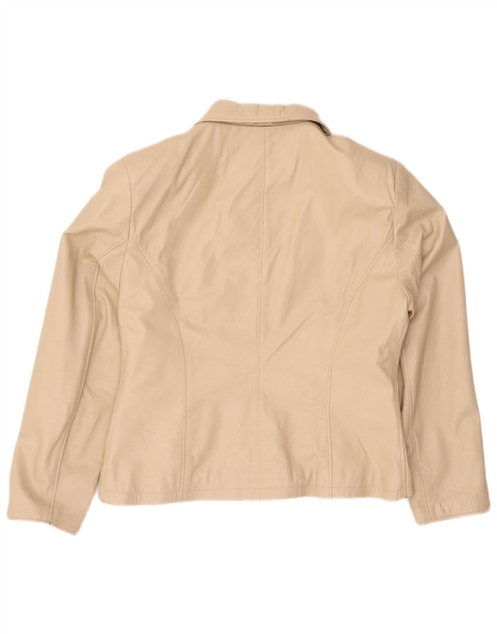 Vintage Γυναικείο Δερμάτινο Μπουφάν UK 18 XL Μπεζ Δερμάτινο