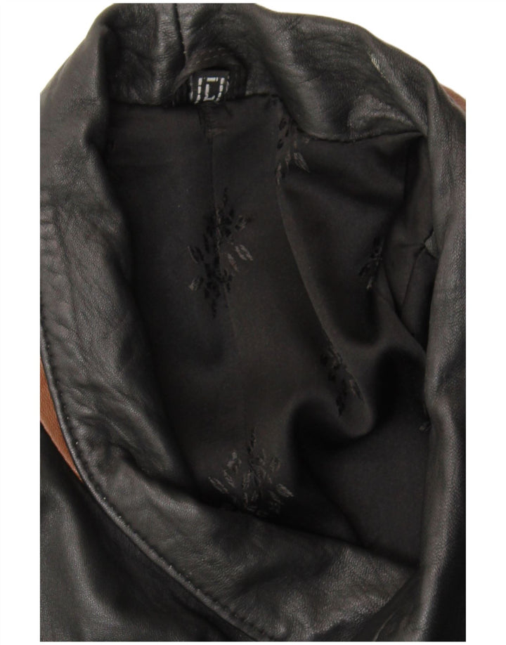 VINTAGE Ανδρικό Δερμάτινο Παλτό UK 40 Large Black Colourblock