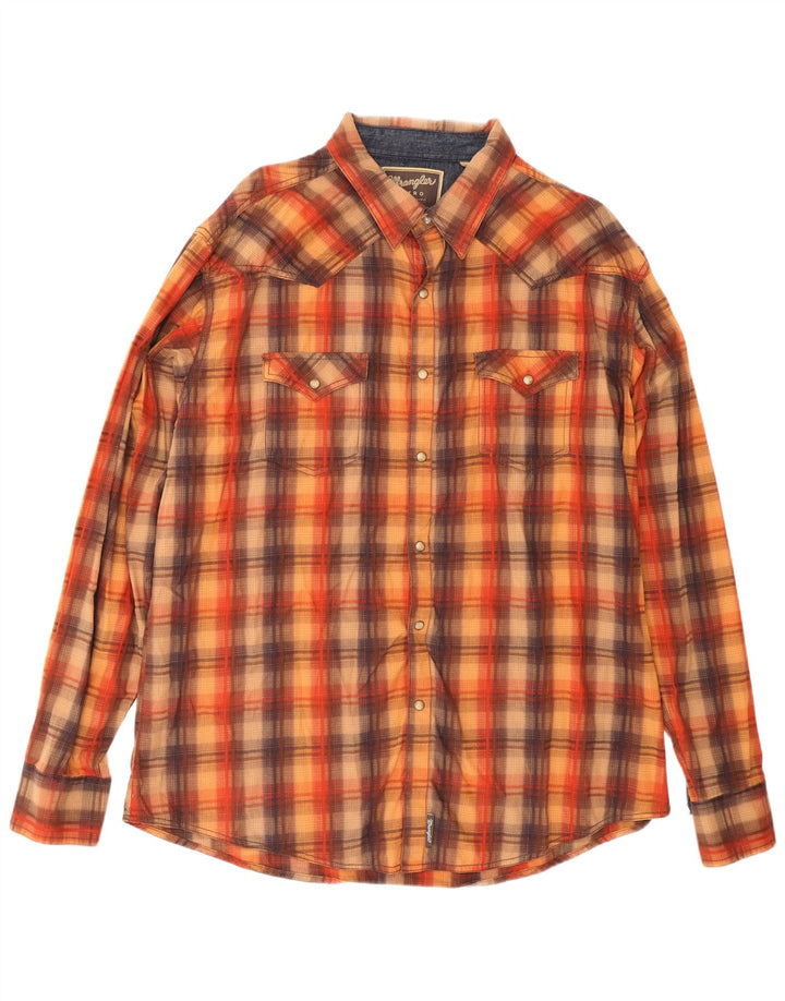 Ανδρικό ρετρό πουκάμισο Wrangler 2XL καφέ βαμβακερό