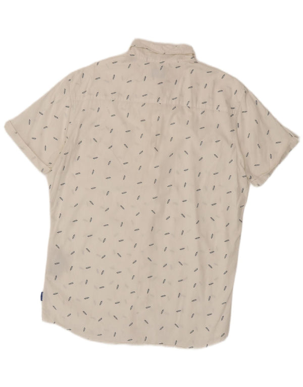 Jack & Jones Mens Short Sleeve Shirt Large White Spotted Cotton