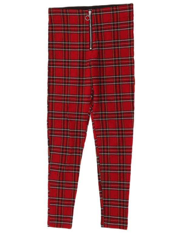 Zara Γυναικείο Skinny Casual Παντελόνι Medium W28 L26 Red καρό